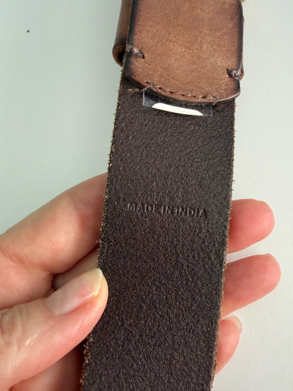 Frye Chestnut Brown Leather Belt with Brass Buckle M - Picture 5 of 6